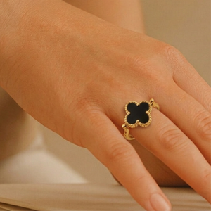 Gold Black Clover Filigree Ring