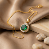 Emerald Green Halo Necklace