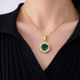 Emerald Green Halo Necklace