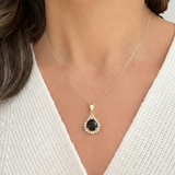 Gold Black Teardrop Halo Necklace