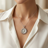 Silver Sparkling Sunflower Necklace