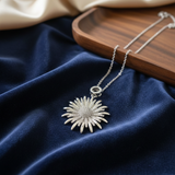Silver Sparkling Sunflower Necklace