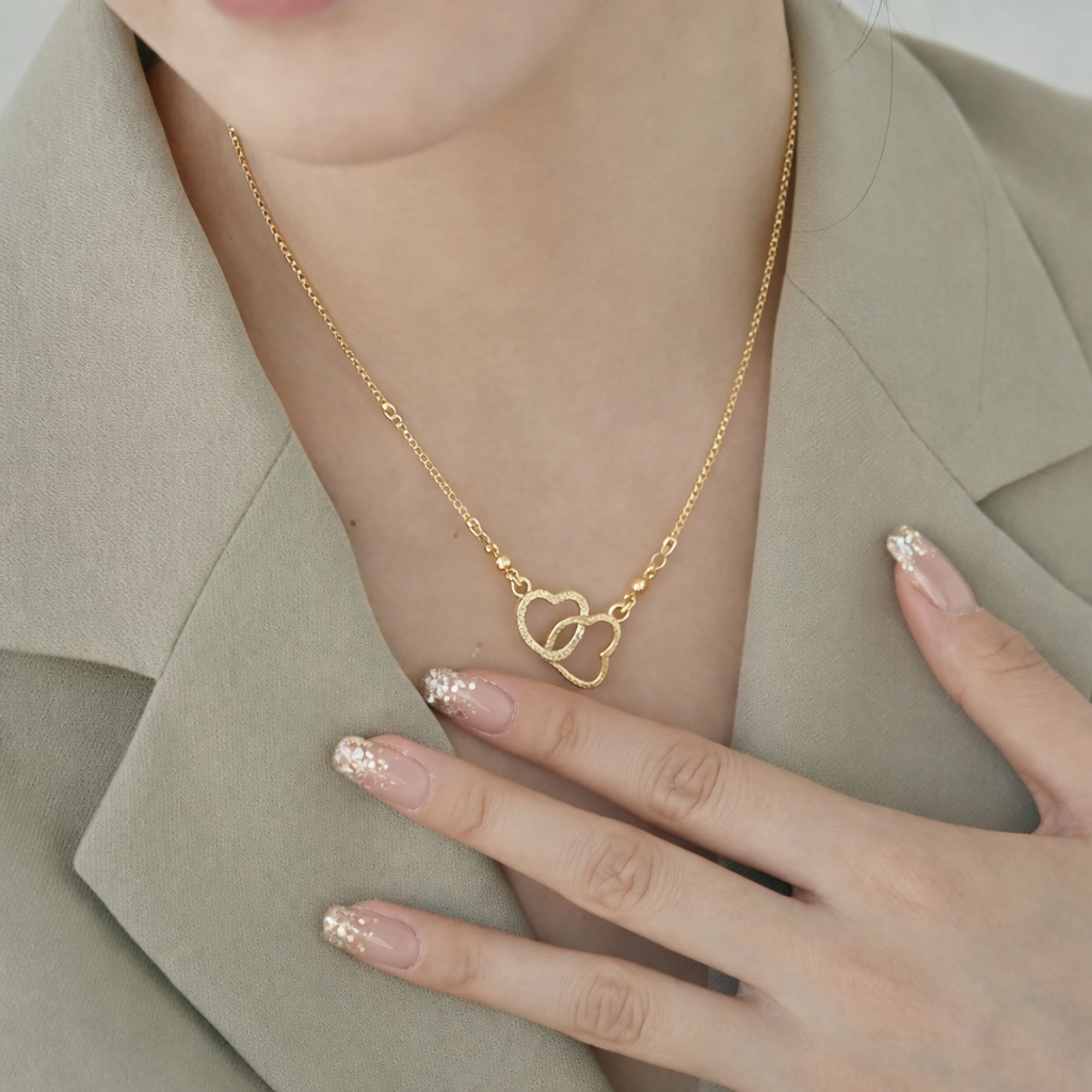 Gold Interlocking Heart Necklace