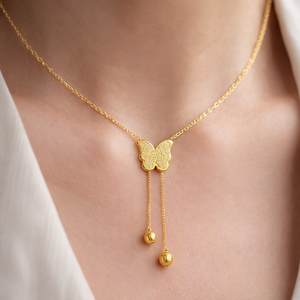 Gold Butterfly Drop Necklace