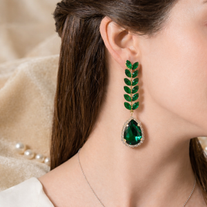 Emerald Green Leaf Earrings