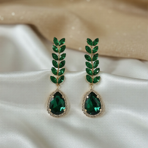 Emerald Green Leaf Earrings