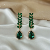 Emerald Green Leaf Earrings