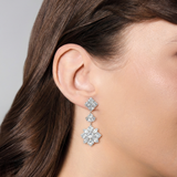 Silver Marquise Floral Earrings