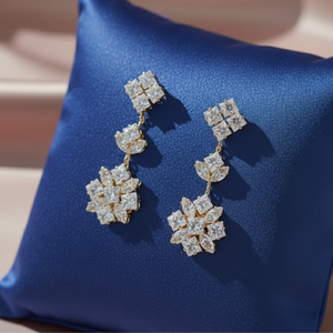 Gold Marquise Floral Earrings