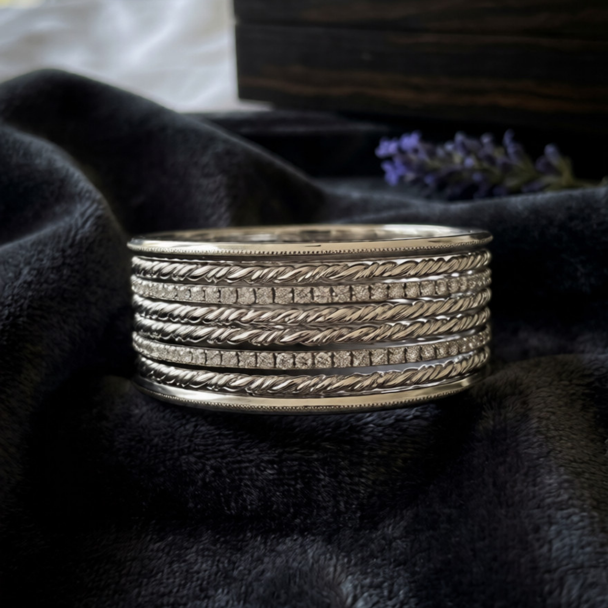 Silver Textured Stackable Bangles