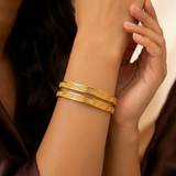 Gold Greek Key Meander Bangles