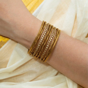 Antique Gold Textured Bangles