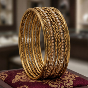 Antique Gold Textured Bangles