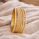 Gold Pavé Crystal Multi-Row Bangles