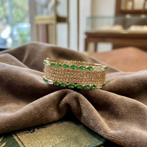 Gold Emerald & Pavé Crystal Bangles