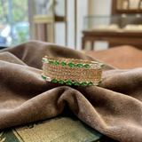 Gold Emerald & Pavé Crystal Bangles