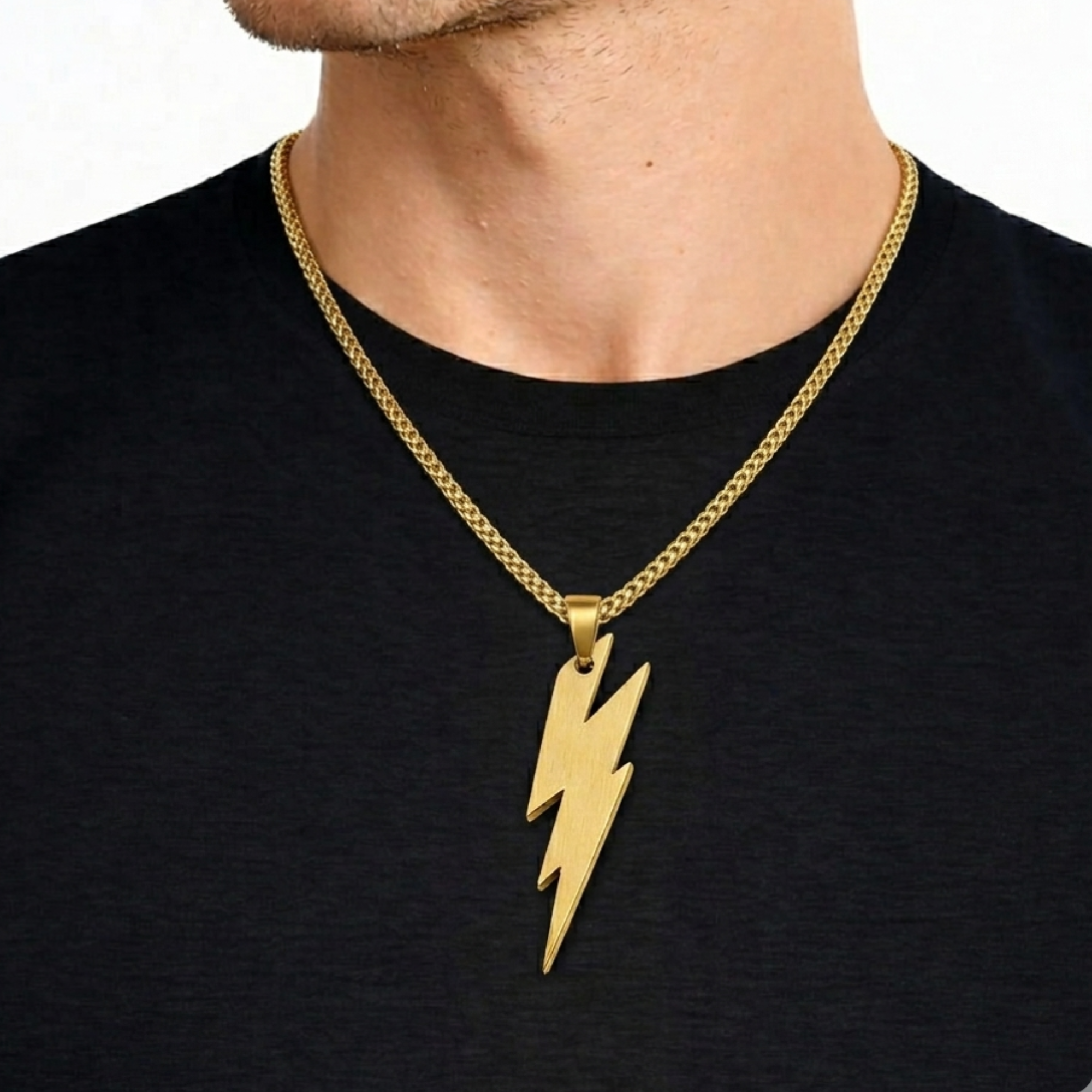 Gold Lightning Bolt Pendant Necklace