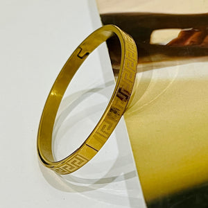 Gold Engraved Bangle Bracelet