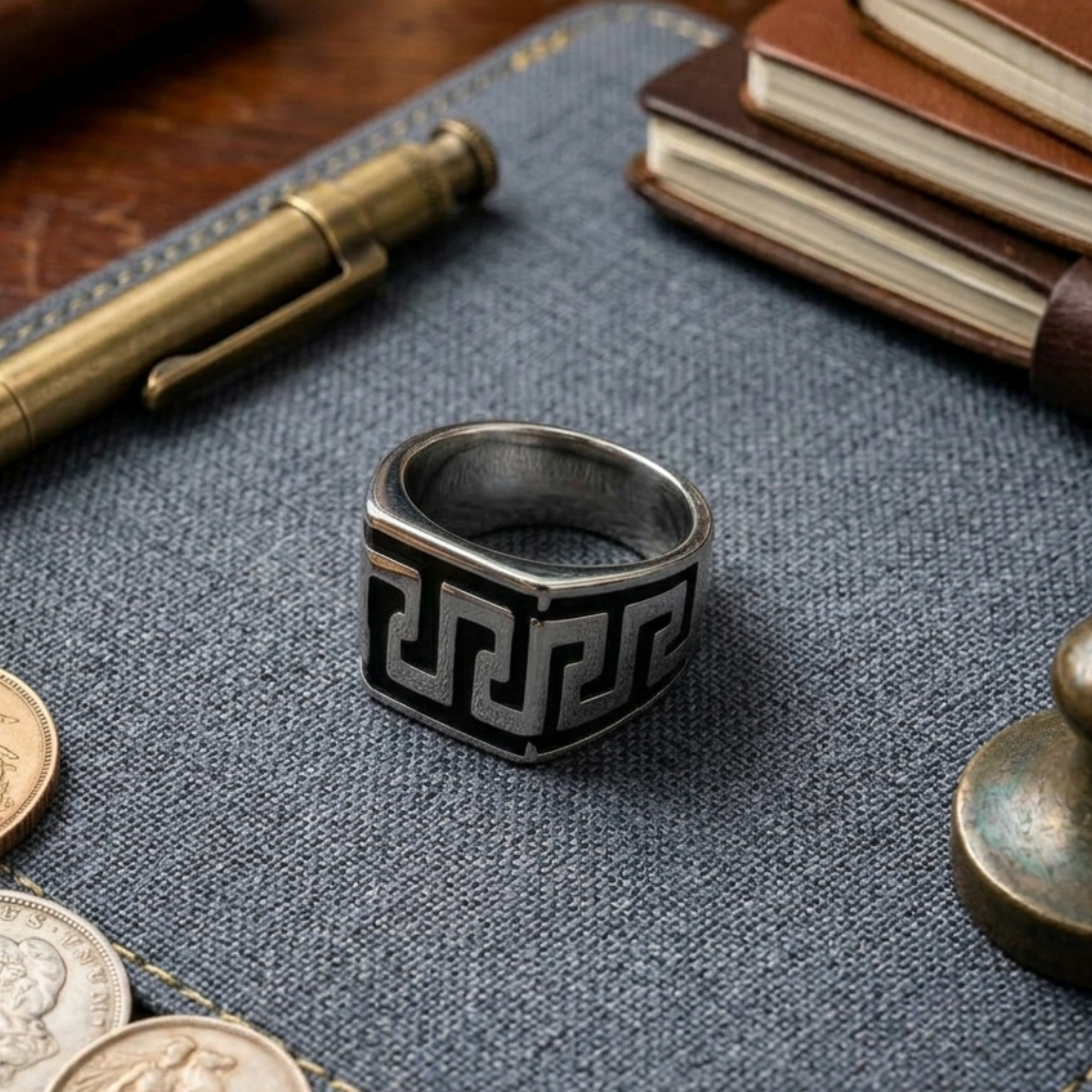 Ancient Silver Meander Ring
