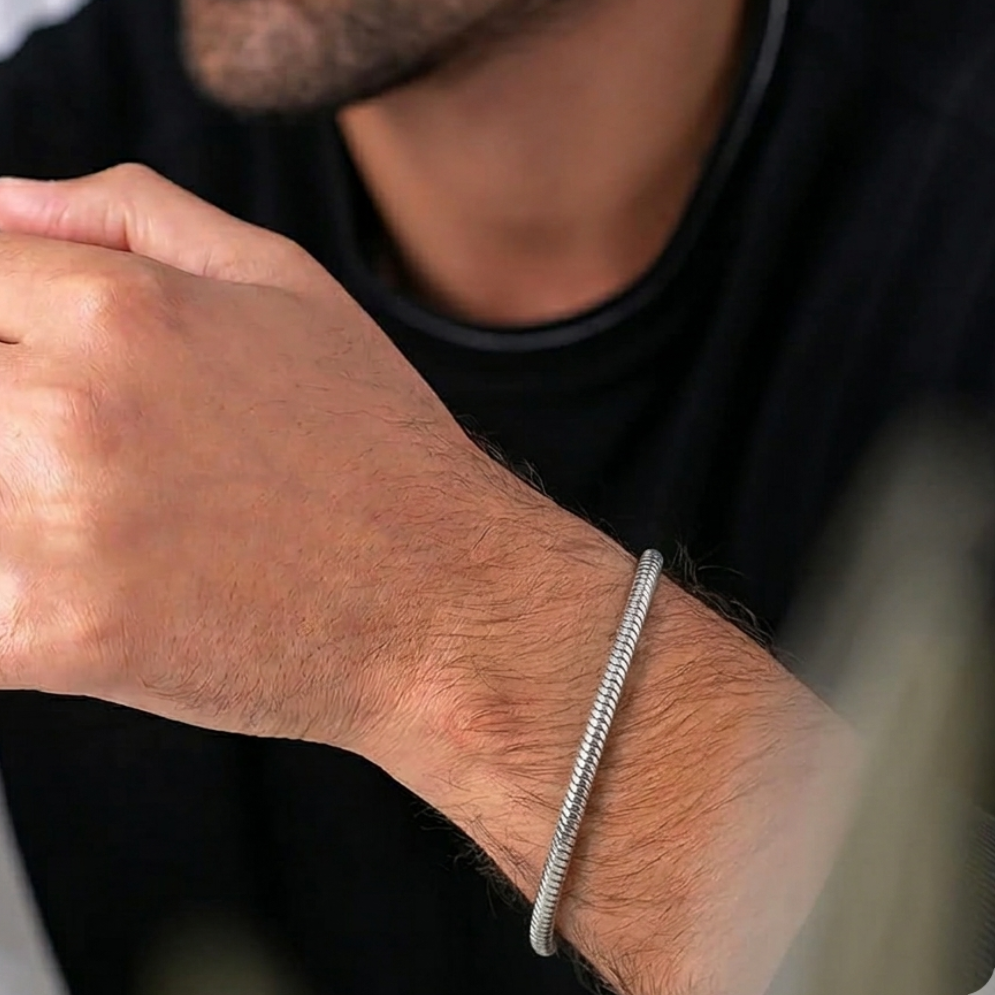 Minimalist Silver Snake Link Bracelet