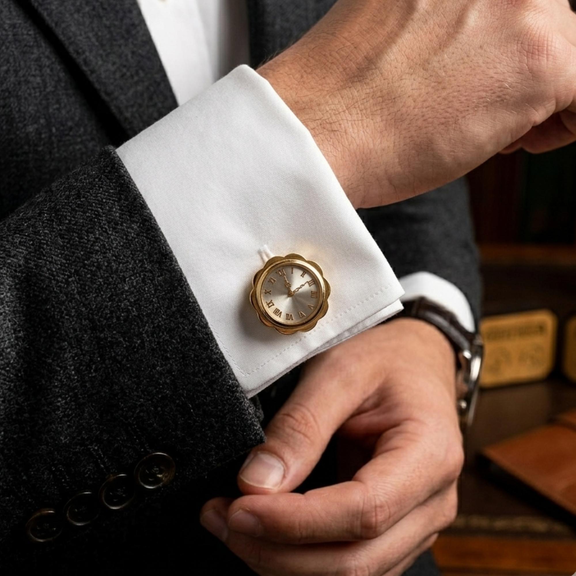 Luxury Gold Watch Dial Cufflinks