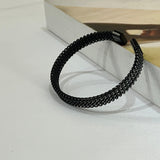 Black Spiral Stone Woven Cuff Bracelet