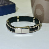 Premium Braided Leather Bracelet – Silver Detail