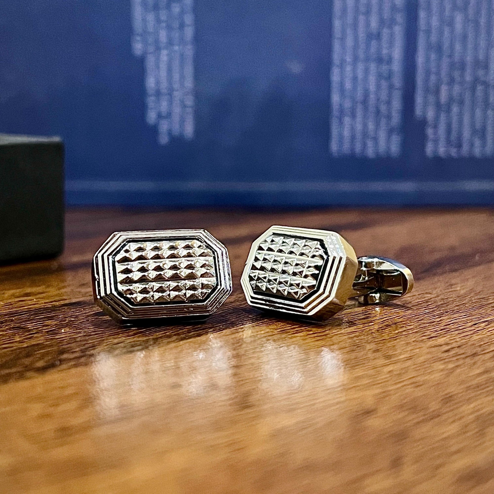Silver Octagonal Textured Cufflinks