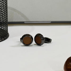 Black & Brown Round Cufflinks