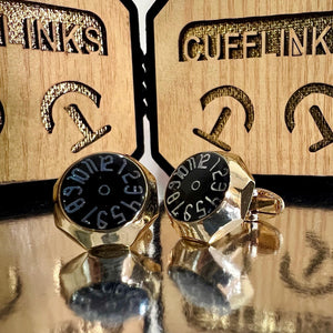 Gold Hexagon Cufflinks – Black Dial
