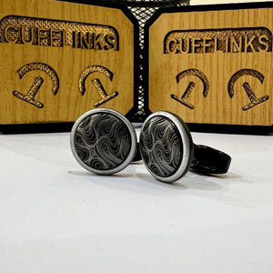 Silver & Black Wave Pattern Cufflinks