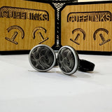 Silver & Black Wave Pattern Cufflinks