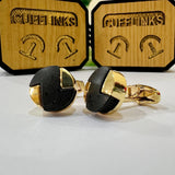 Round Cufflinks (Gold & Black)