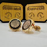 Gold Round Cufflinks - Black Border
