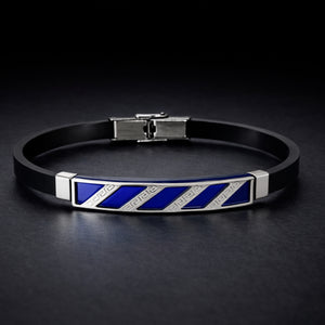 Blue Stripe Greek Key Bracelet