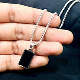 Minimal Black Rectangle Pendant
