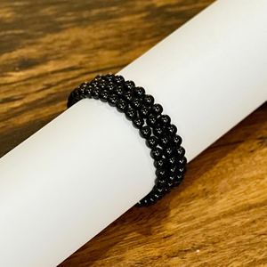 Black Beaded Stretch Stone Bracelet