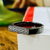 Black Greek Key Band Ring
