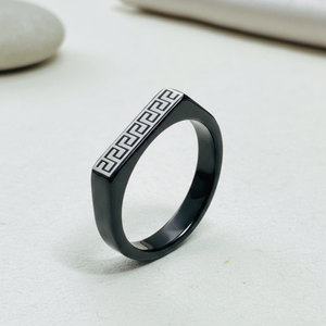 Black Greek Key Band Ring