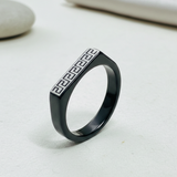Black Greek Key Band Ring