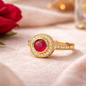 Ruby Red Halo Ring