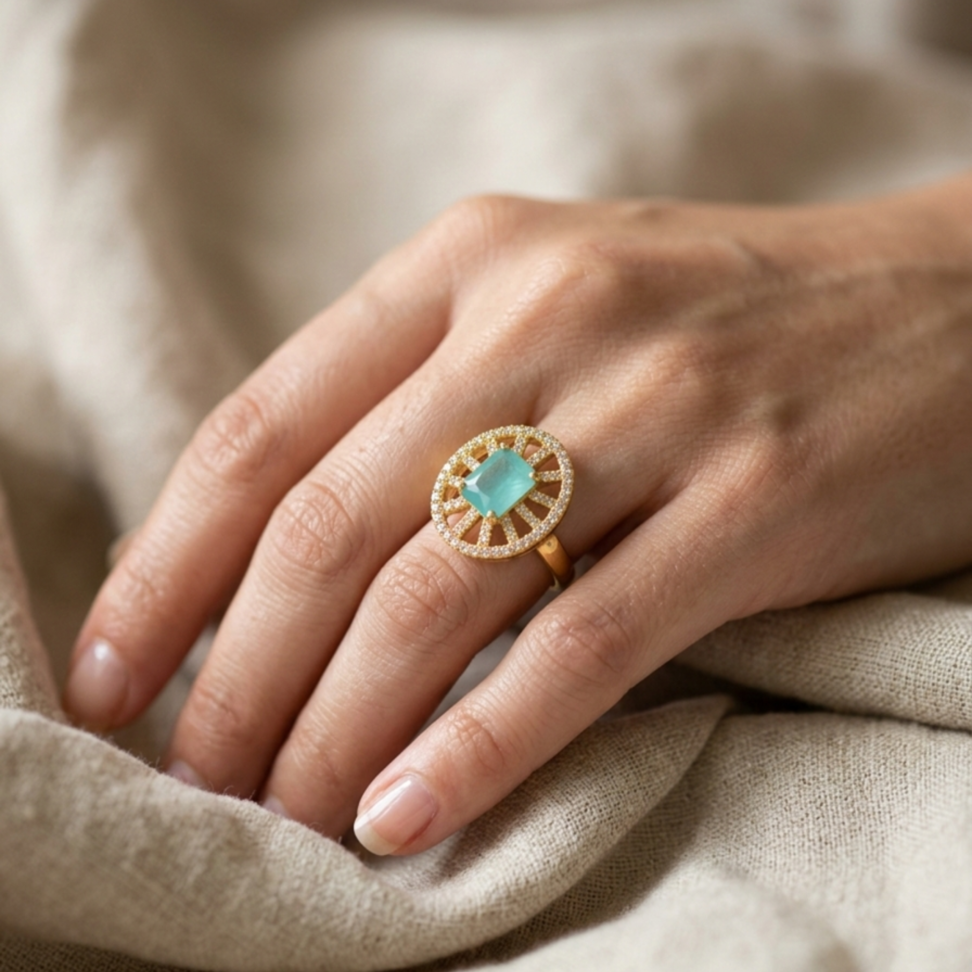 Emerald Green Stone Ring