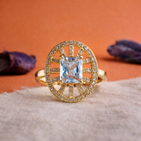 Emerald Cut Halo Statement Ring