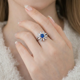Blue Sunburst Star Ring