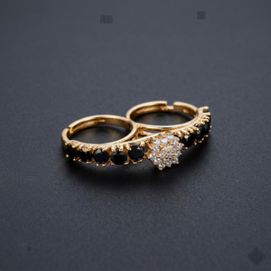 Black Gold Flower Ring