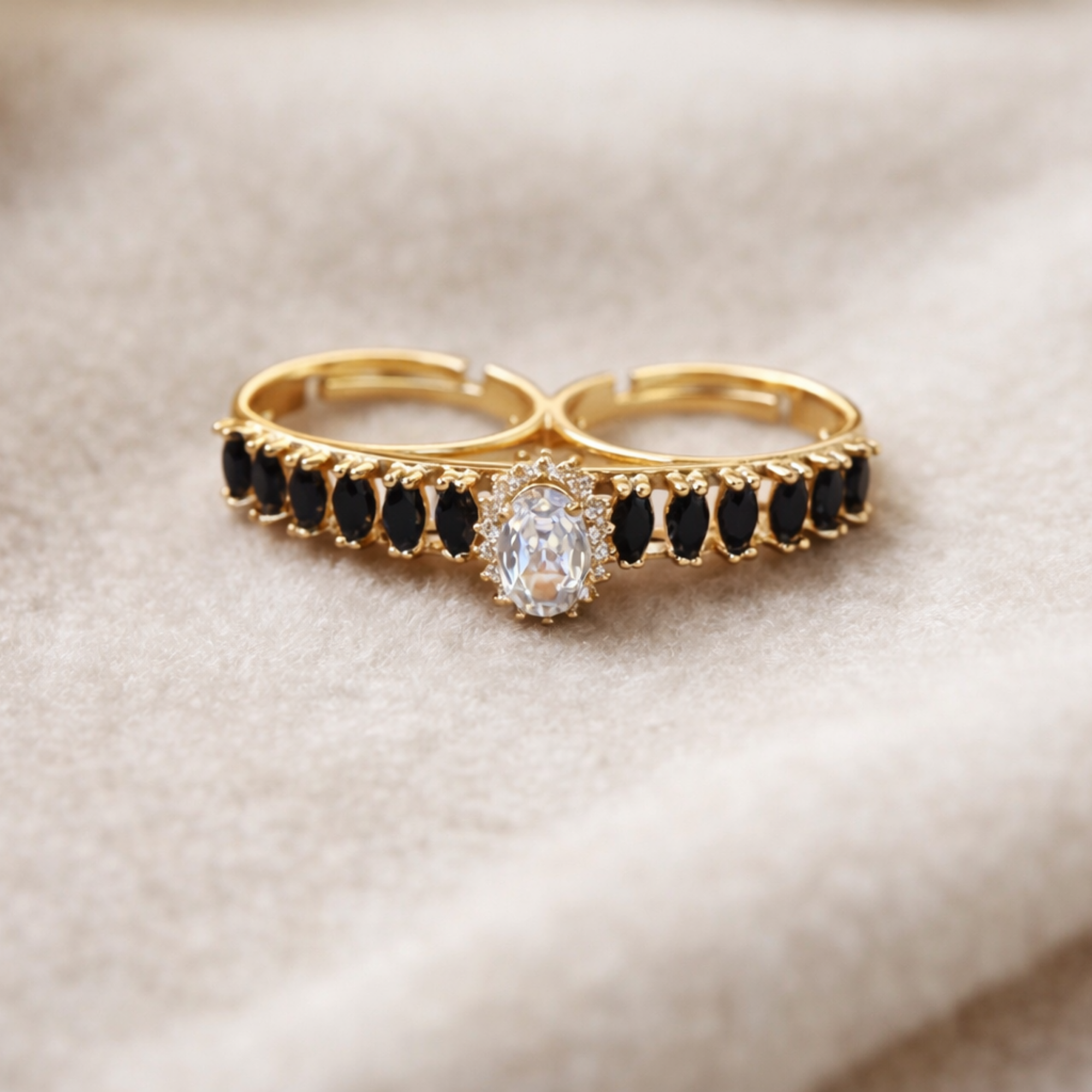 Black Marquise Double Ring