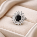 Black Oval Sunburst Ring