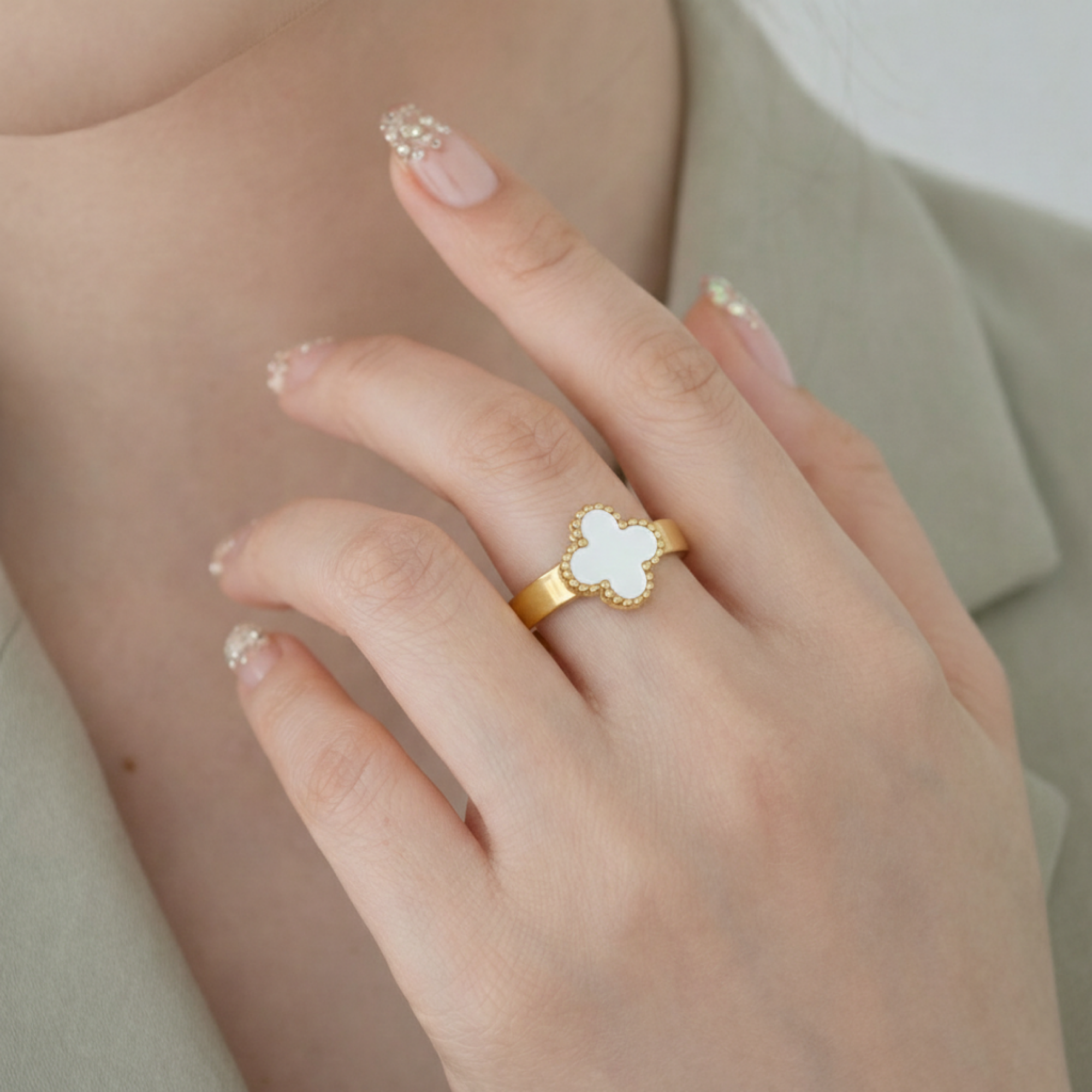 White Clover Gold  Ring